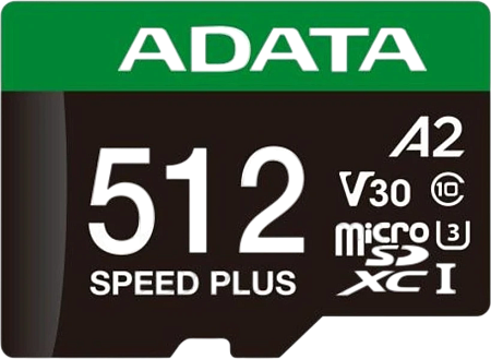 Micro SDXC 512 Gb ADATA SPEED PLUS (UD512GUI3V30A2SP-RA1) (512ГБ, класс 10, UHS-I, фото 1