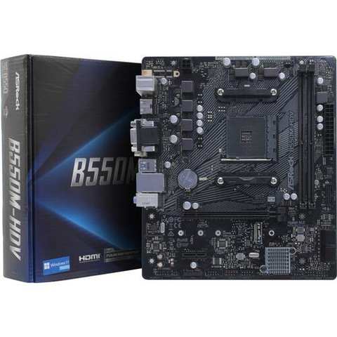 MB ASRock B550M-HDV Soc-AM4 (B550) PCI-Ex16 PCI-Ex1 M.2 1GbE LAN RAID 0/1/10 2xDDR4 4733+MHz VGA+DVI-D+HDMI…, фото 1