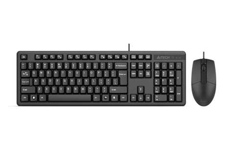 Комплект ПРОВОДНОЙ Клавиатура + мышь A4Tech KK-3330S (черный) (мышь БЕСШУМНАЯ проводная USB